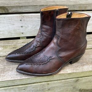 Abilene Leather Boots Bucklace Rope Braided Design Western Brown Short Dress 12